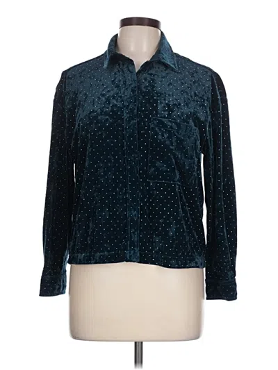 Pre-owned Something Navy Long Sleeve Blouse In Teal