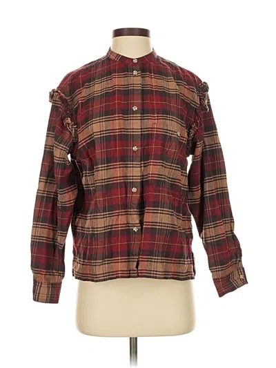 Pre-owned Something Navy Long Sleeve Button Down Shirt In Burgundy