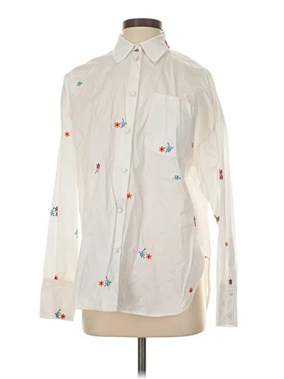 Pre-owned Something Navy Long Sleeve Button Down Shirt In White