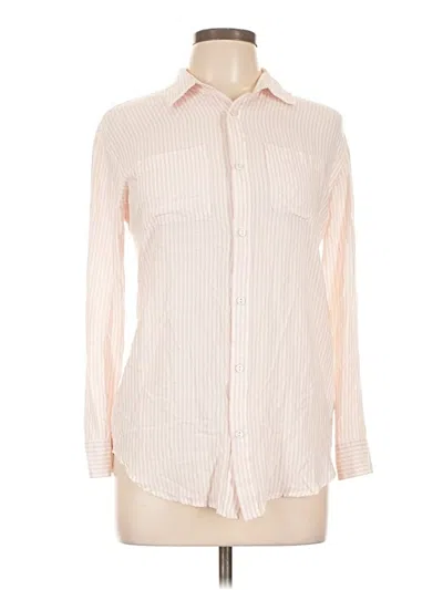 Pre-owned Something Navy Long Sleeve Button Down Shirt In White