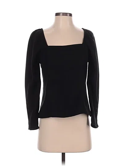 Pre-owned Something Navy Long Sleeve Top Black Square Neckline Tops