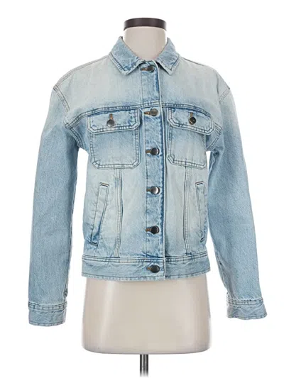 Pre-owned Something Navy Long Sleeve Top Blue Collared Neckline Tops