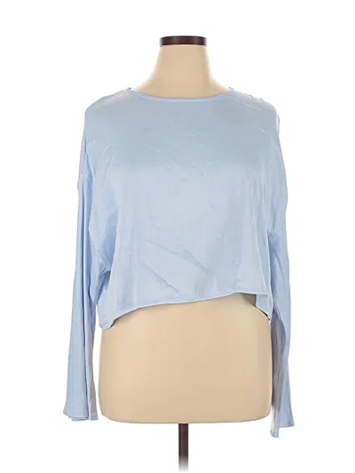 Pre-owned Something Navy Long Sleeve Top Blue Keyhole Neckline Tops