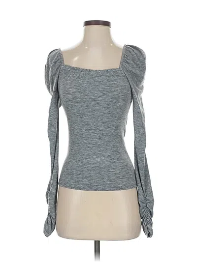 Pre-owned Something Navy Long Sleeve Top Gray Sweetheart Neckline Tops