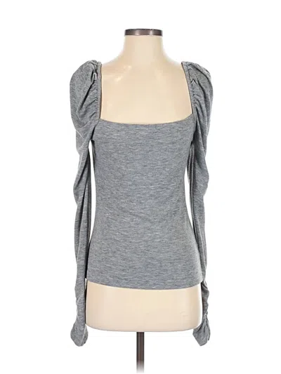 Pre-owned Something Navy Long Sleeve Top Gray Sweetheart Neckline Tops