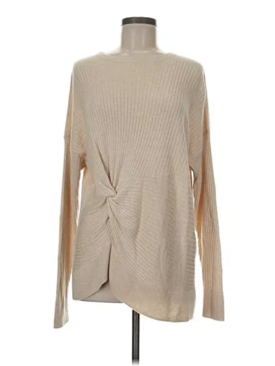 Pre-owned Something Navy Long Sleeve Top Tan Turtleneck Tops