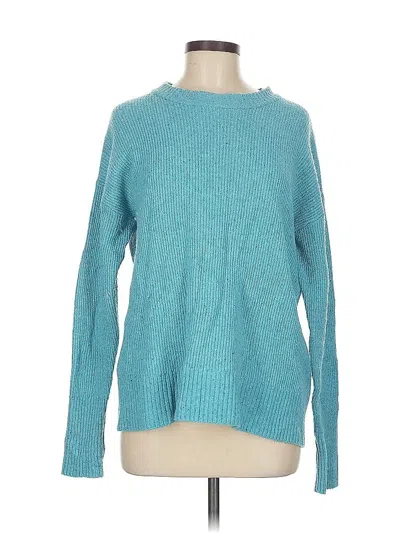 Pre-owned Something Navy Long Sleeve Top Teal Boatneck Tops