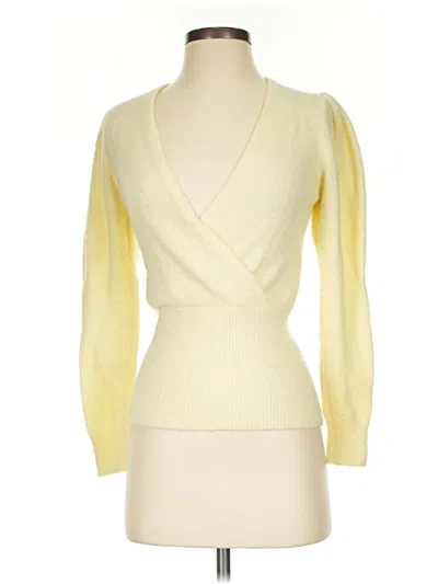 Pre-owned Something Navy Long Sleeve Top Yellow Plunge Neckline Tops