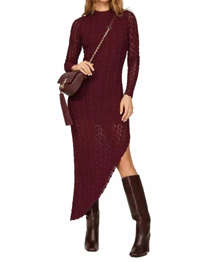 Something Navy Mock Neck Asymmetrical Dress In Bordeaux In Burgundy