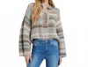 Something Navy Ombre Henley Sweater In Brown Combo In Multi