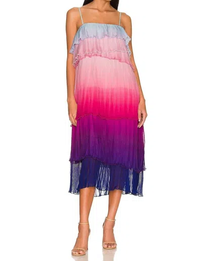 Something Navy Ombre Pleated Tiered Dress In Purple Combo In Multi