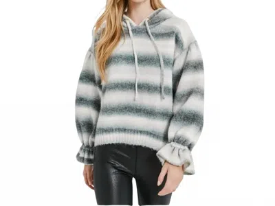 Something Navy Ombre Striped Hoodie In White/black In Multi