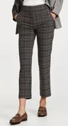 Something Navy Plaid Straight Leg Trousers In Brown Combo In Multi