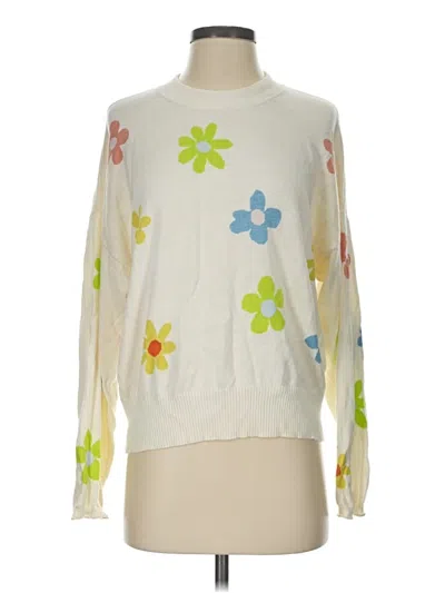 Pre-owned Something Navy Pullover Sweater In White