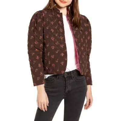 Something Navy Quilted Floral Jacket In Brown