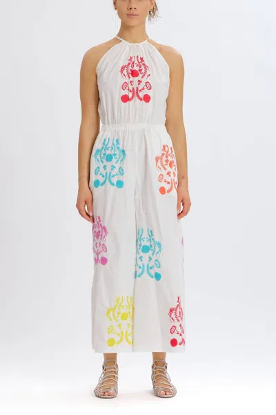 Something Navy Rainbow Embroidered Jumpsuit In Multi
