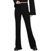 Something Navy Ribbed Textured Flare With Slits Pants In Black In Black