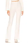 Something Navy Ribbed Textured Flare With Slits Pants In Ivory In Neutral