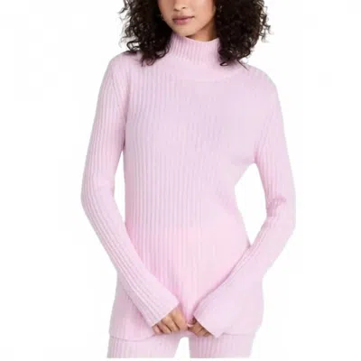 Something Navy Ribbed Turtleneck Sweater In Pink