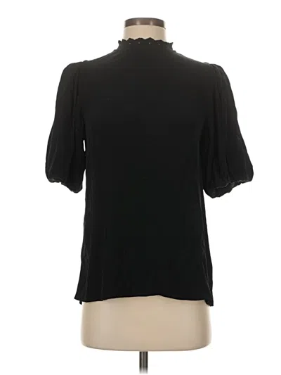 Pre-owned Something Navy Short Sleeve Blouse In Black