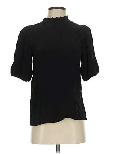 Pre-owned Something Navy Short Sleeve Blouse In Black