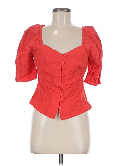 Pre-owned Something Navy Short Sleeve Blouse In Red