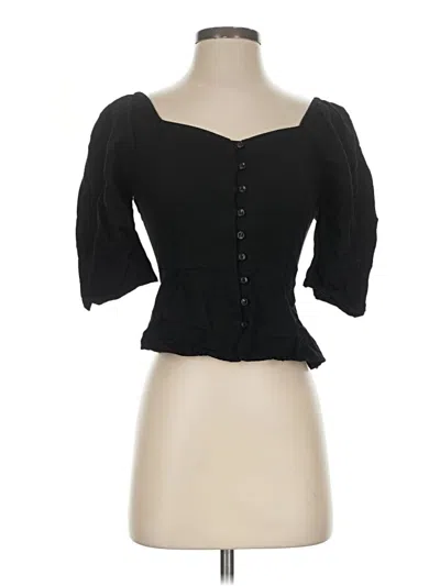 Pre-owned Something Navy Short Sleeve Top Black Sweetheart Neckline Tops