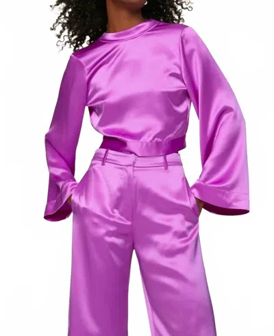 Something Navy Silk Open Back Top In Pink