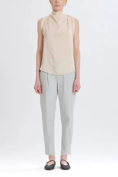 Something Navy Silky Cowl Neck Top In Champagne In White