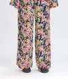 Something Navy Silky Floral Wide Leg Pants In Navy Combo