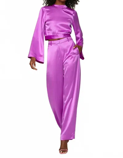 Something Navy Silky Wide Leg Trousers In Pink