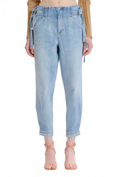 Something Navy Sydney Side Tie Pants In Washed Indigo In Blue