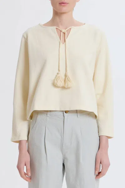 Something Navy Tassel Tie Sweatshirt In Ivory In Neutral