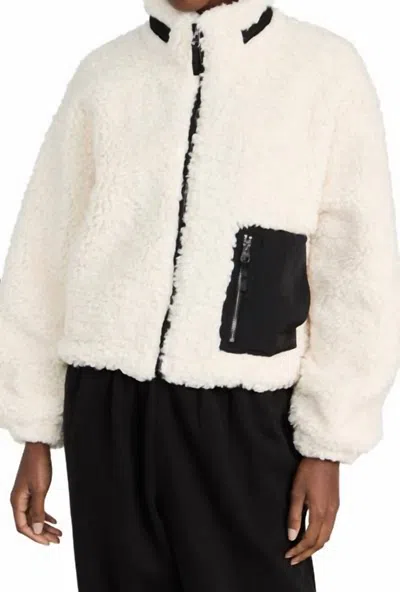 Something Navy Teddy Patch Pocket Jacket In White/black In Neutral