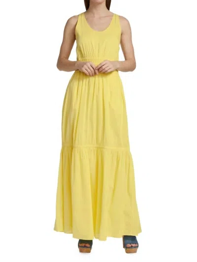 Something Navy Tiered Maxi Dress In Yellow