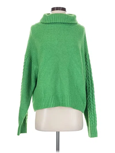 Pre-owned Something Navy Turtleneck Sweater In Green