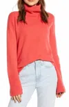 Something Navy Turtleneck Sweater In Bright Red Orange In Pink