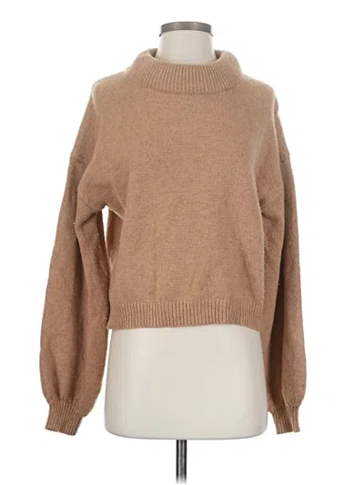 Pre-owned Something Navy Turtleneck Sweater In Tan