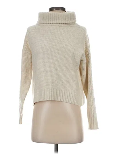 Pre-owned Something Navy Turtleneck Sweater In White