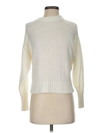 Pre-owned Something Navy Turtleneck Sweater In White