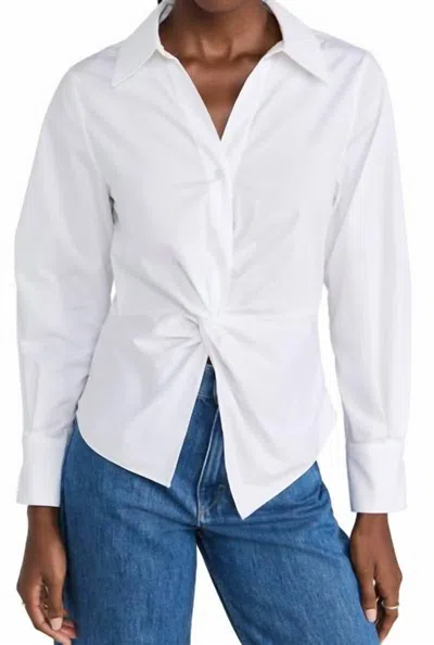 Something Navy Twist Front Button Up In White