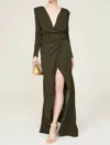 Something Navy V-neck Wrap Gown In Green