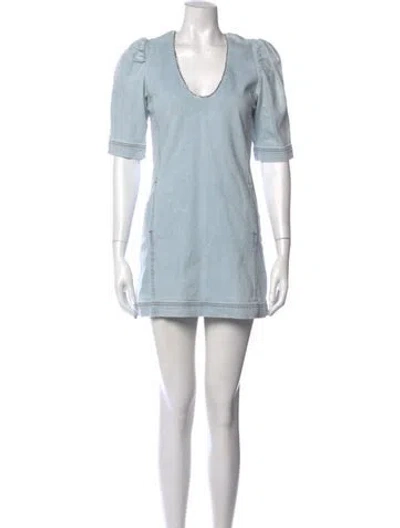 Pre-owned Something Navy V-neck Mini Dress In Blue