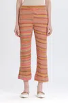 Something Navy Wide Leg Striped Knitted Pants In Pink Combo