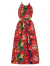 Something Navy Women's Floral Cut Out Midi Dress In Red Combo In Multi