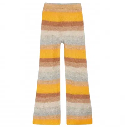Something Navy Women's Wide Leg Striped Knitted Pants In Orange Combo In Multi