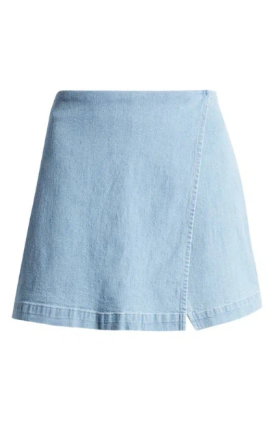 Something New Alex Denim Wrap Miniskort In Light Blue Denim