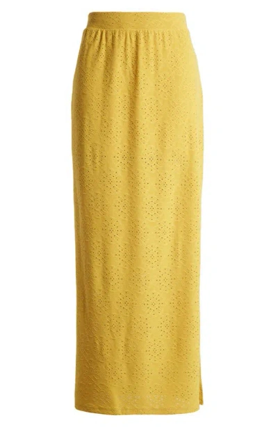 Something New Anne Eyelet Maxi Skirt In Spicy Mustard