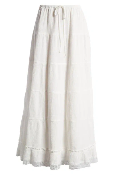 Something New Emily Tiered Maxi Skirt In Snow White