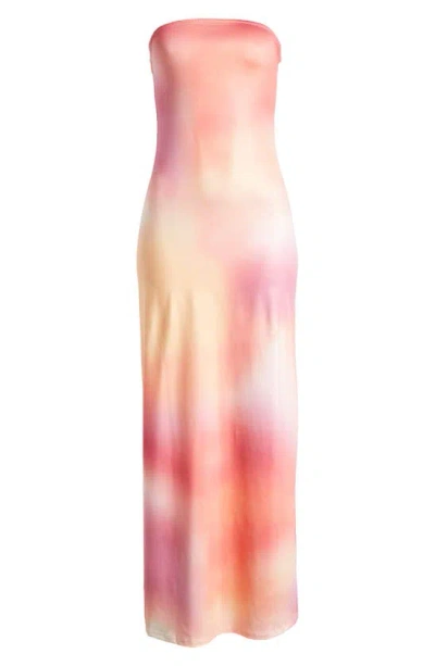 Something New Heather Strapless Maxi Dress In Camellia Aop Heaven